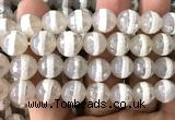 CAA6163 15 inches 12mm faceted round electroplated Tibetan Agate beads