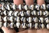 CAA6193 15 inches 12mm faceted round electroplated Tibetan Agate beads