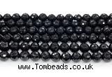 CON125 15.5 inches 8mm faceted round black onyx gemstone beads