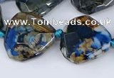 CAA1136 18*20mm - 25*35mm faceted freeform dragon veins agate beads
