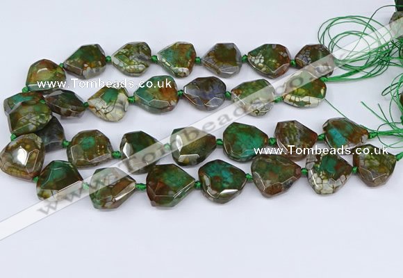 CAA1139 18*20mm - 25*35mm faceted freeform dragon veins agate beads