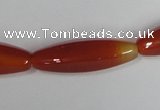 CAA127 15.5 inches 10*30mm rice red agate gemstone beads