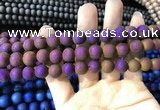 CAA1314 15.5 inches 10mm round matte plated druzy agate beads
