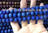 CAA1319 15.5 inches 10mm round matte plated druzy agate beads