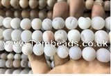 CAA1351 15.5 inches 14mm round matte plated druzy agate beads