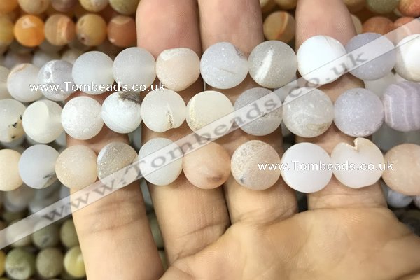CAA1446 15.5 inches 14mm round matte druzy agate beads
