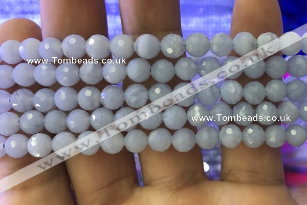 CAA1460 15.5 inches 6mm faceted round blue lace agate beads