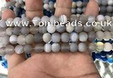 CAA1470 15.5 inches 6mm round matte banded agate beads wholesale