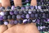 CAA1497 15.5 inches 10mm round matte banded agate beads wholesale