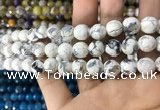 CAA1727 15 inches 10mm faceted round fire crackle agate beads