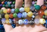 CAA1751 15 inches 12mm faceted round fire crackle agate beads