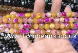 CAA1767 15 inches 8mm faceted round fire crackle agate beads