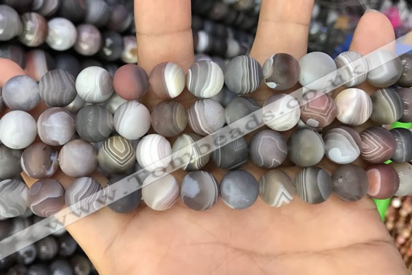 CAA2394 15.5 inches 10mm round matte Botswana agate beads wholesale