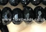 CAA2472 15.5 inches 8*12mm faceted rondelle black agate beads