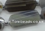 CAA253 15.5 inches 16*30mm faceted rectangle grey line agate beads