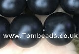 CAA2766 15.5 inches 14mm round matte black agate beads wholesale