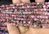 CAA2836 15 inches 4mm faceted round fire crackle agate beads wholesale