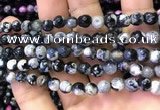 CAA2907 15 inches 6mm faceted round fire crackle agate beads wholesale