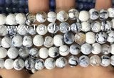 CAA2979 15 inches 8mm faceted round fire crackle agate beads wholesale