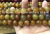 CAA3196 15 inches 14mm faceted round fire crackle agate beads wholesale