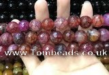 CAA3200 15 inches 14mm faceted round fire crackle agate beads wholesale