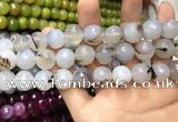 CAA3420 15 inches 14mm faceted round agate beads wholesale