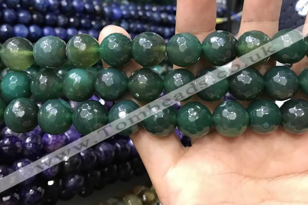 CAA3431 15 inches 14mm faceted round agate beads wholesale