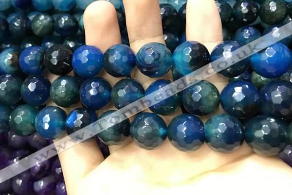 CAA3436 15 inches 14mm faceted round agate beads wholesale