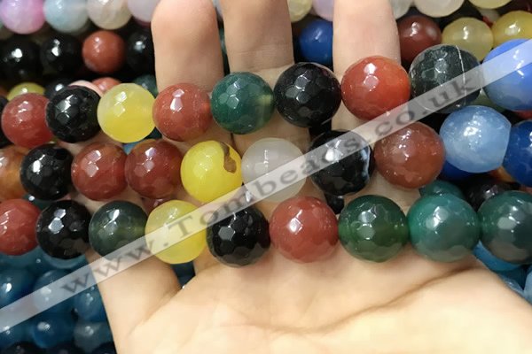 CAA3438 15 inches 14mm faceted round agate beads wholesale
