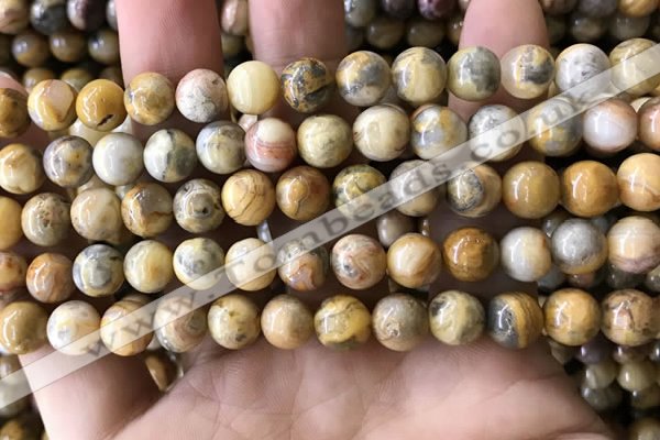CAA3603 15.5 inches 8mm round yellow crazy lace agate beads