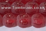 CAA3687 15.5 inches 8mm round matte & carved red agate beads