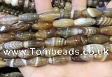 CAA5110 15.5 inches 8*16mm rice striped agate beads wholesale