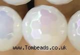 CAA5622 15 inches 10mm faceted round AB-color white agate beads