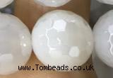 CAA5628 15 inches 12mm faceted round AB-color white agate beads