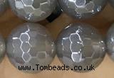 CAA5643 15 inches 12mm faceted round AB-color grey agate beads