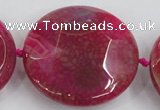 CAA576 15.5 inches 45mm faceted flat round dragon veins agate beads