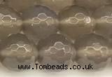CAA5788 15 inches 12mm faceted round grey agate beads