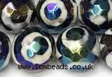 CAA5939 8mm, 10mm & 12mm faceted round AB-color tibetan agate beads