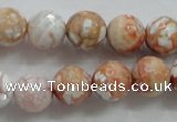 CAA803 15.5 inches 12mm faceted round fire crackle agate beads