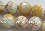 CAA816 15.5 inches 16mm faceted round fire crackle agate beads