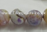 CAA819 15.5 inches 18mm faceted round fire crackle agate beads