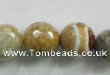 CAA820 15.5 inches 18mm faceted round fire crackle agate beads