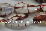 CAA838 15.5 inches 16*28mm twisted oval fire crackle agate beads