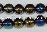 CAA851 15.5 inches 12mm round AB-color black agate beads