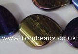 CAA863 15.5 inches 25*33mm twisted teardrop AB-color black agate beads