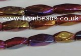 CAA882 15.5 inches 7*18mm faceted cuboid AB-color red agate beads
