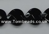 CAB324 15.5 inches 20*20mm faceted heart black agate gemstone beads