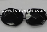 CAB326 15.5 inches 25*30mm faceted octagonal black agate gemstone beads