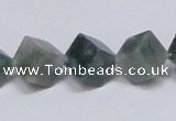 CAB401 15.5 inches 10*10mm inclined cube moss agate gemstone beads
