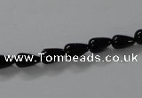 CAB732 15.5 inches 5*8mm teardrop black agate gemstone beads